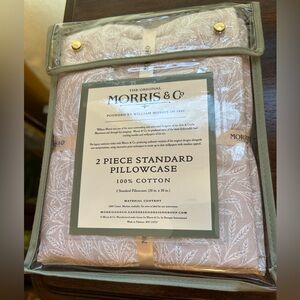 Morris & Co. Beige Pattern Standard Pillowcase Set of 2 100% Cotton NWT